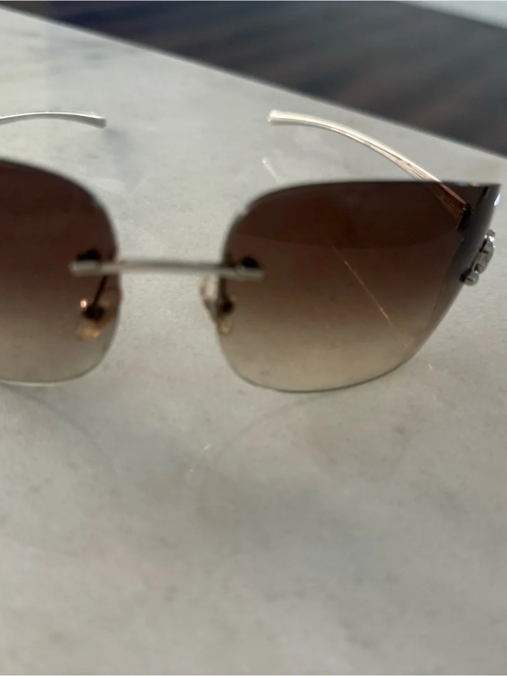 Cartier Rimless Gradient Brown Sunglasses
